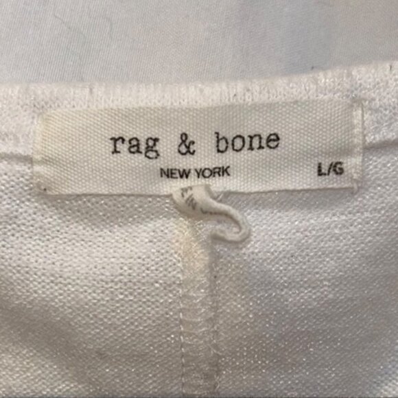 rag & bone off white cotton v-neck drop shoulder knit top L - Picture 2 of 3